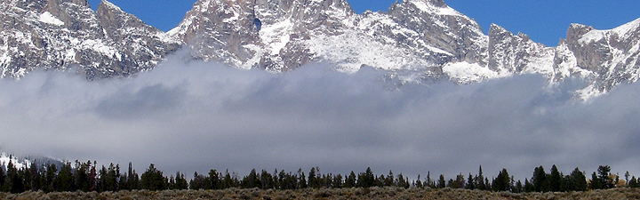 Tetons in Fog - Grand Teton National Park